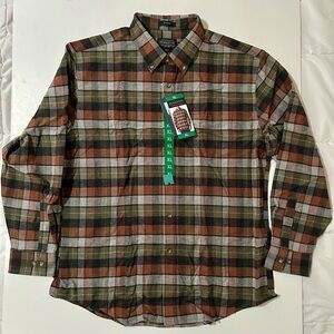 Pendleton Plaid Button-Down Shirt in Brown, Olive & Cream